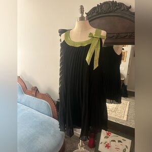 VTG Robbie Bee Petite Babydoll Like Green Black Mini Dress Size 8P